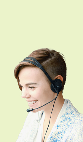 Contact center female employee