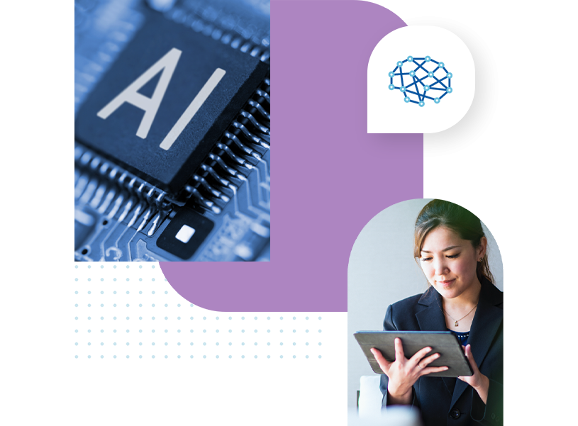 Female customer interacting with AI