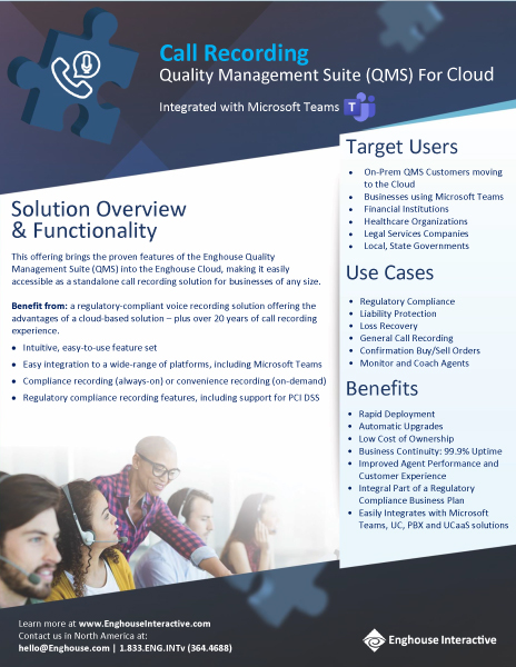 Call Recording Quality Management Suite for Cloud
