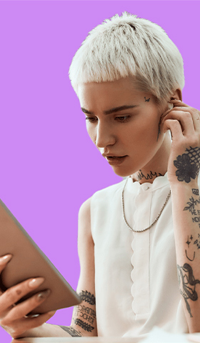 Woman listening to audio