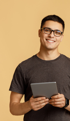 Man with tablet