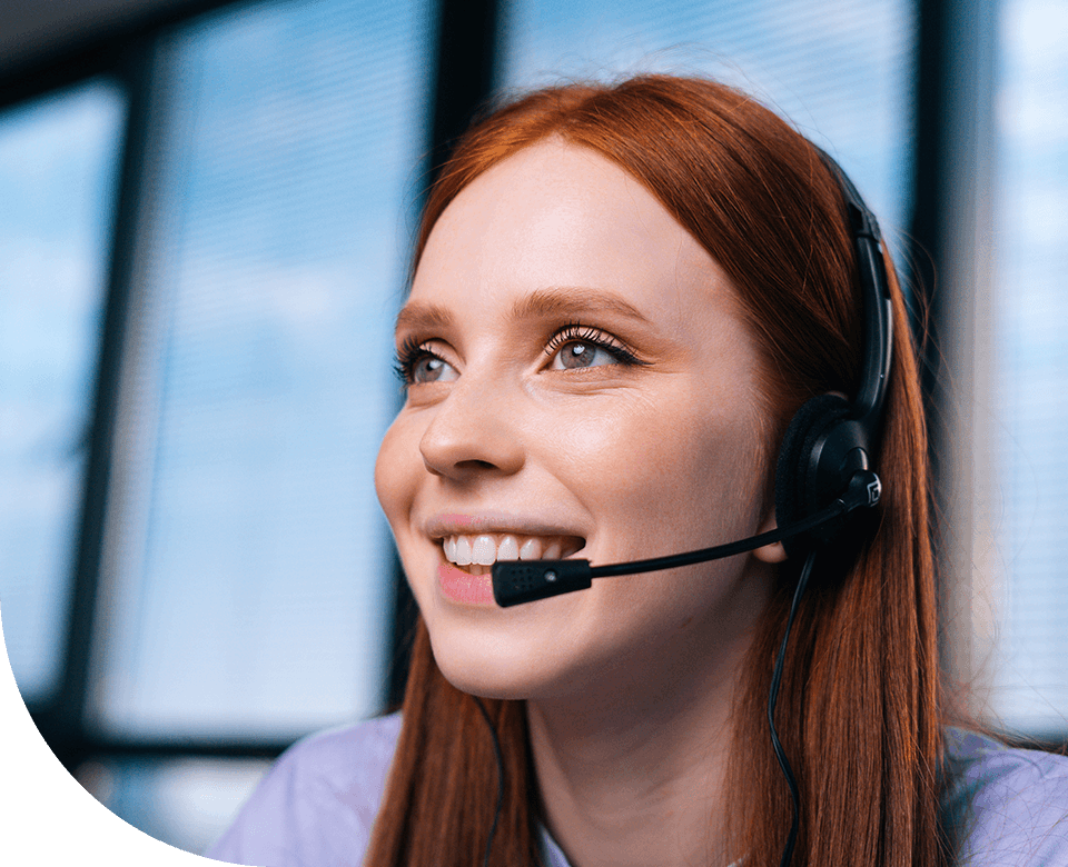 Contact center employee on phone
