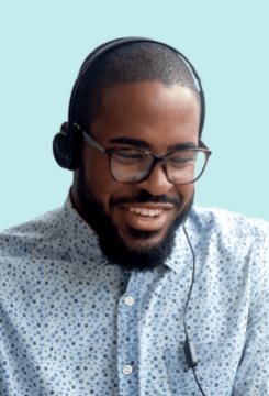 Male contact center employee