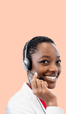 Call center employee on phone
