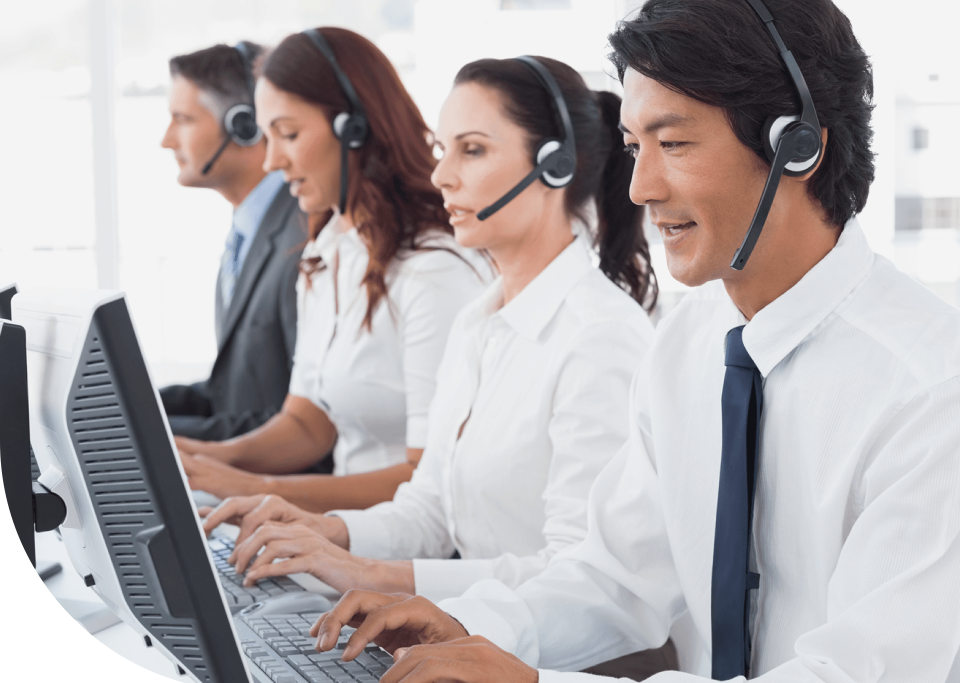 Call center employees at work