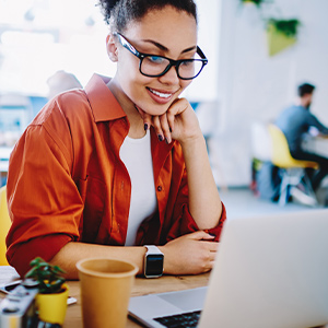 Woman learning online