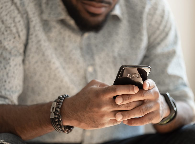 Man using smartphone