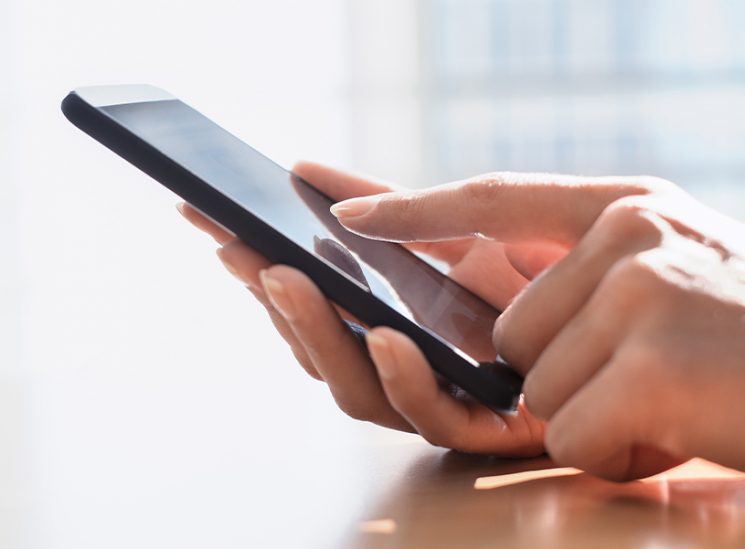 Filling out survey on mobile device