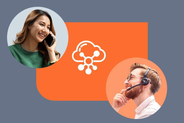 woman on mobile - team member on headset