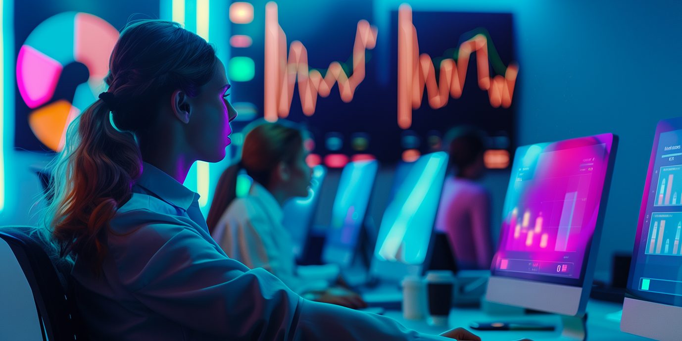 Contact-Center-Agent mit Blick auf den Computerbildschirm
