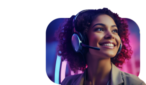 CCaaS 2025 - woman call center agent with headset mic