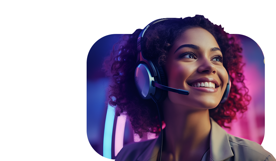 CCaaS 2025 - woman call center agent with headset mic