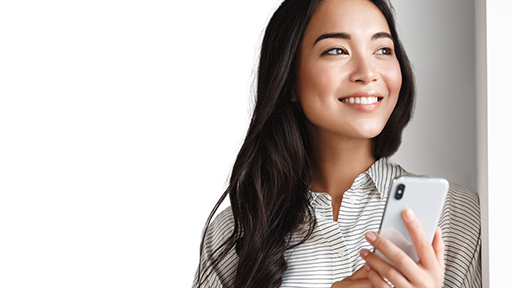 Woman making a call, responding using mobile phone