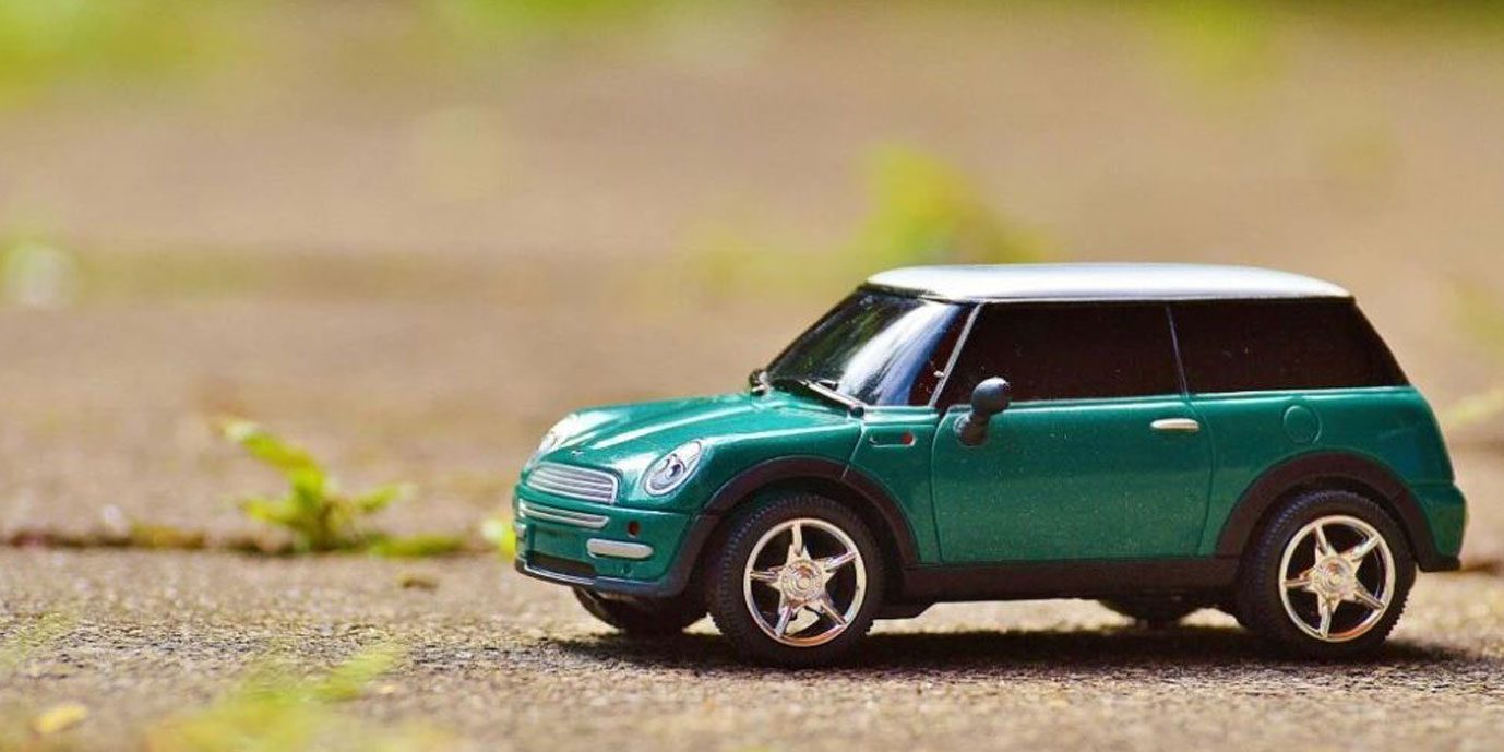 Toy car outdoors.