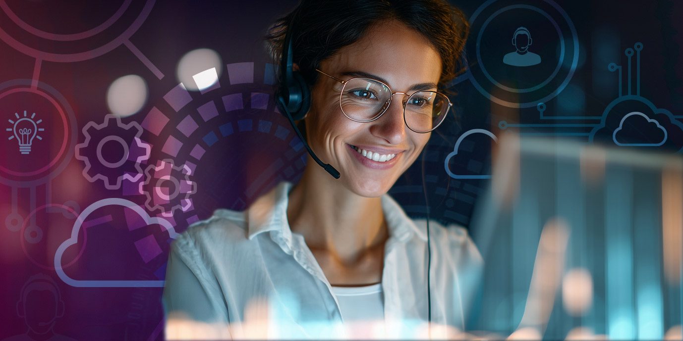 Woman agent in future cloud-based contact centre