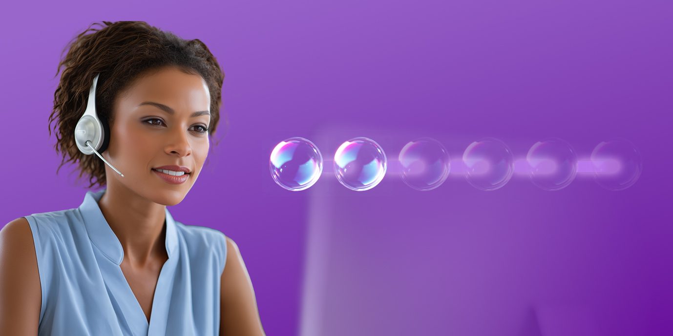 Female contact center agent + connected nodes